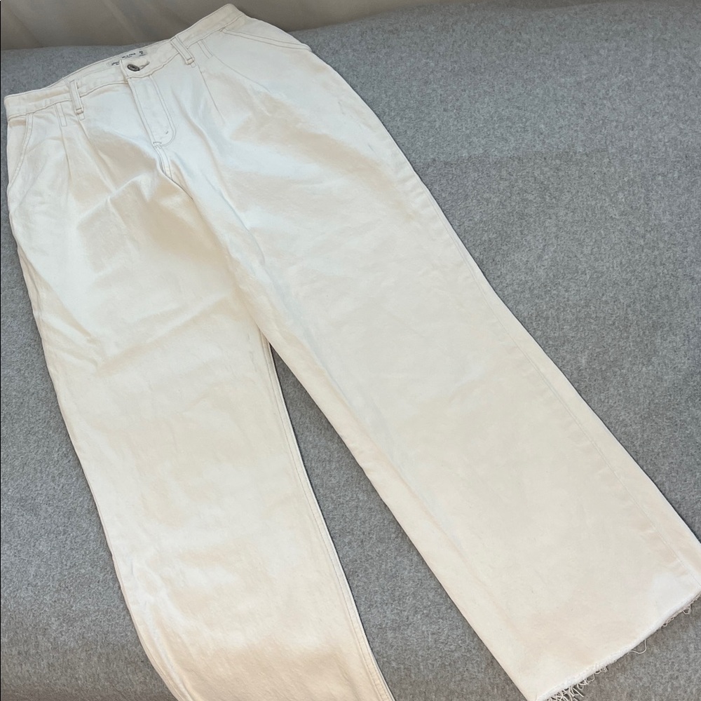 Abercrombie And Fitch 90s Relaxed Jeans Womens 29 High Rise Raw Hem Discolored